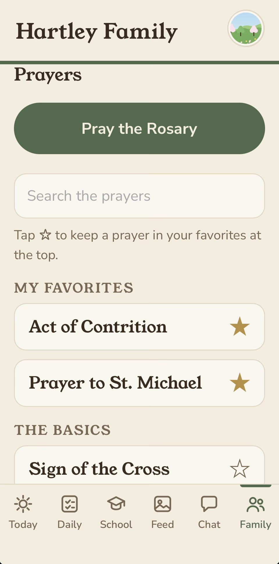 The Prayer screen